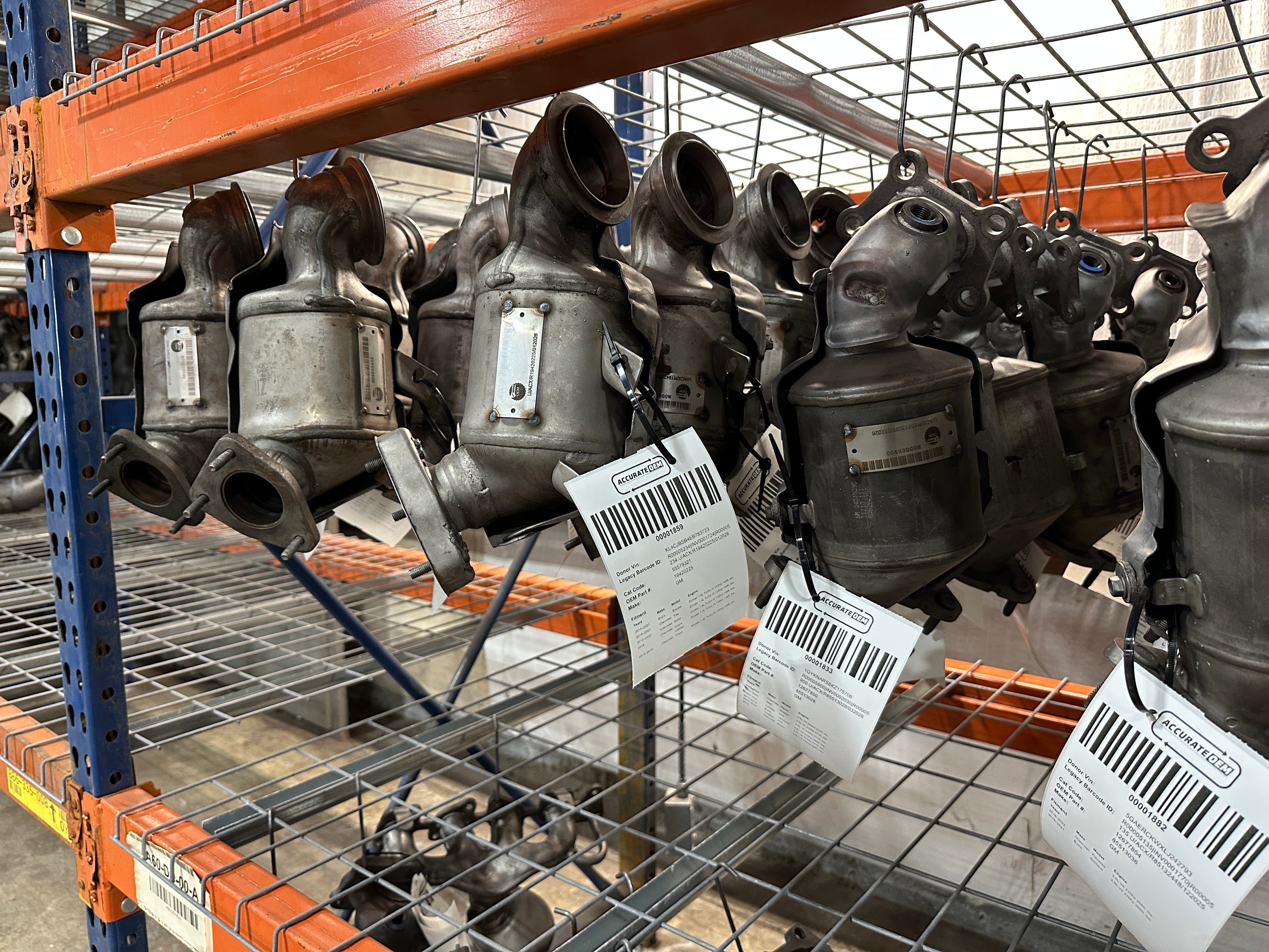 Catalytic converters in warehouse